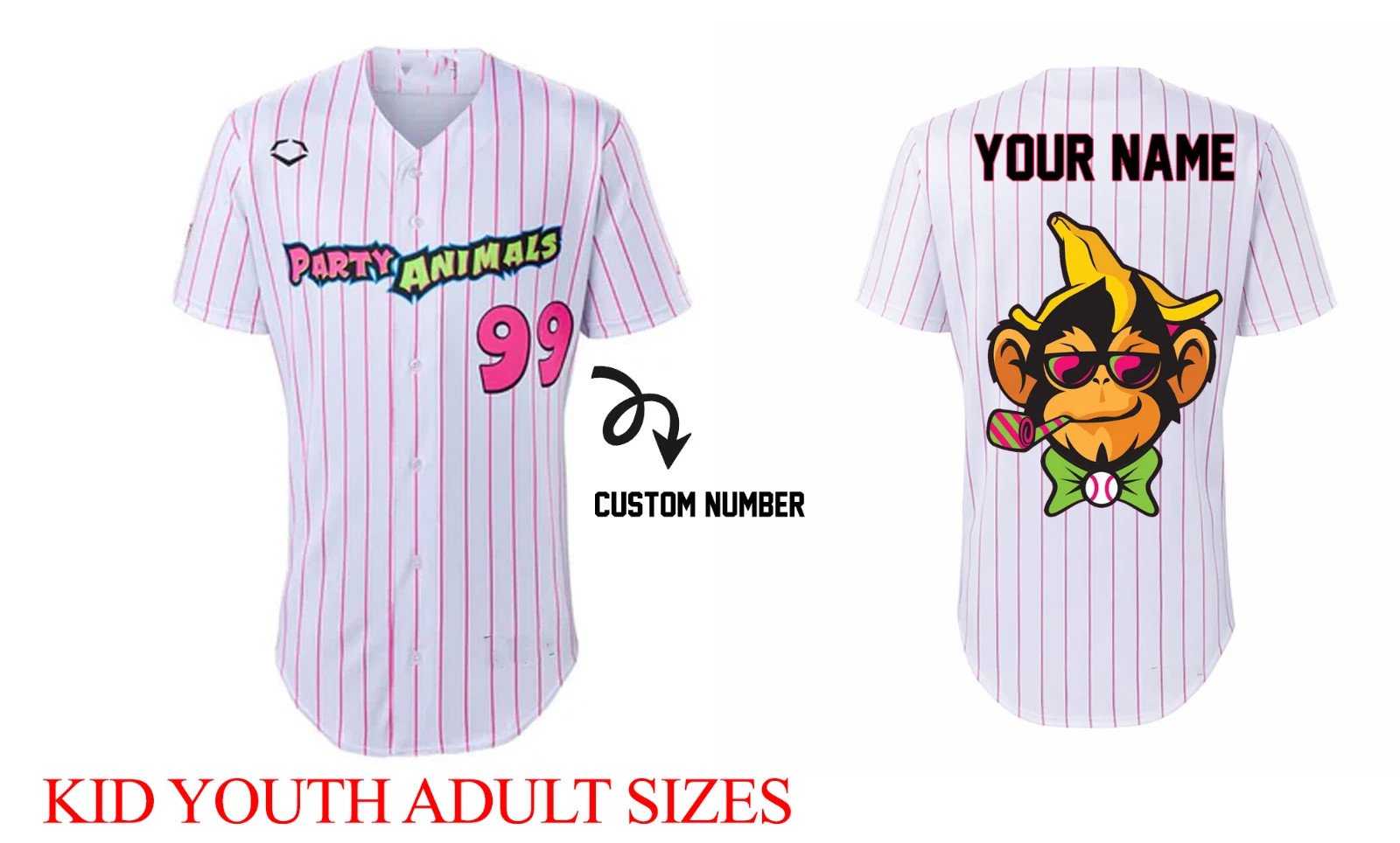 YOUTH ADULT sizes 26 Party Animals jersey All sizes QT1858
