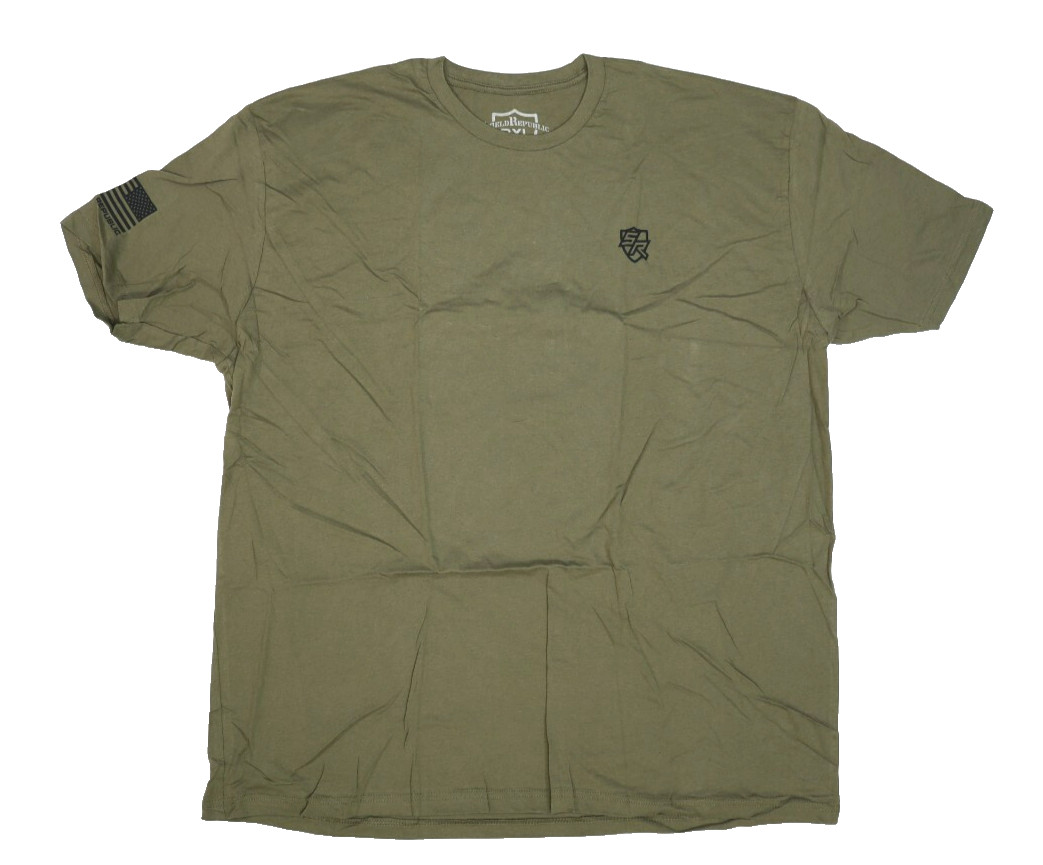 Shield Republic Mens Green Short Sleeve Firearm Flag Print Graphic T-Shirt 3XL