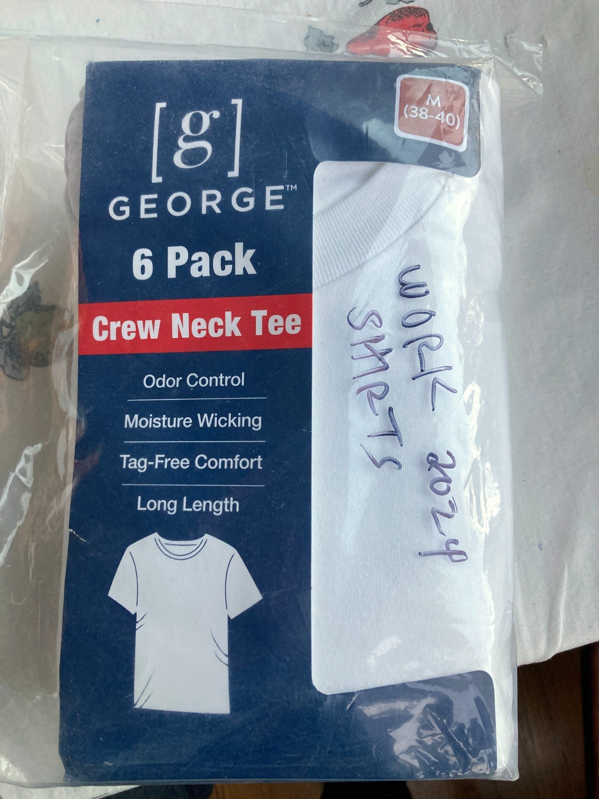 NEW in Bag White 6 pack George Men’s T-Shirts – Medium 100% Cotton