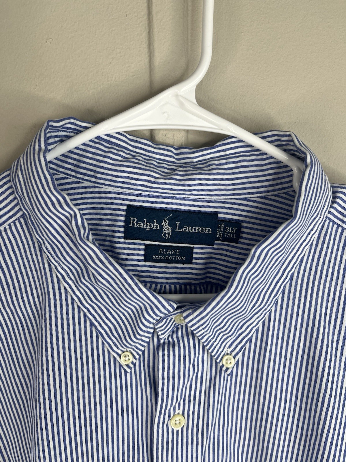 Polo Ralph Lauren Shirt Mens 3LT Blue Stripe Button Down Long Sleeve