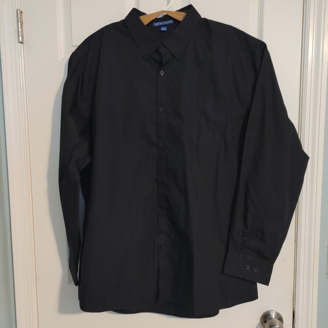 Port Authority Black Long Sleeve Button Down Shirt Men’s Size 2XL Left Pocket