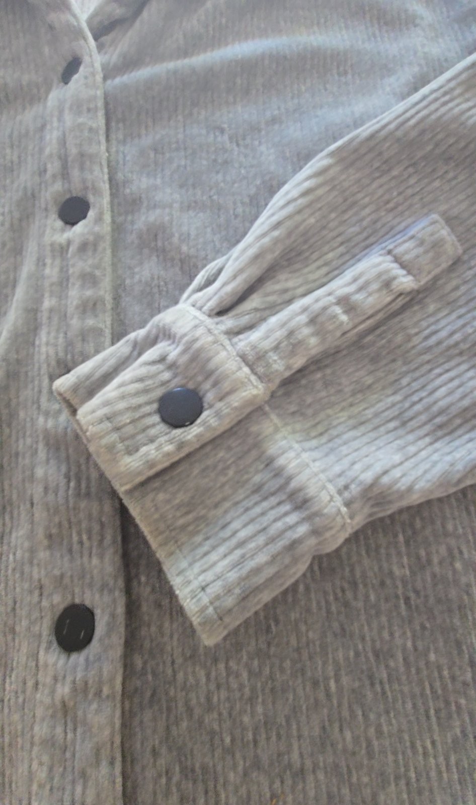 The Kript Grey Ribbed Corduroy Snap Button Shirt Size L