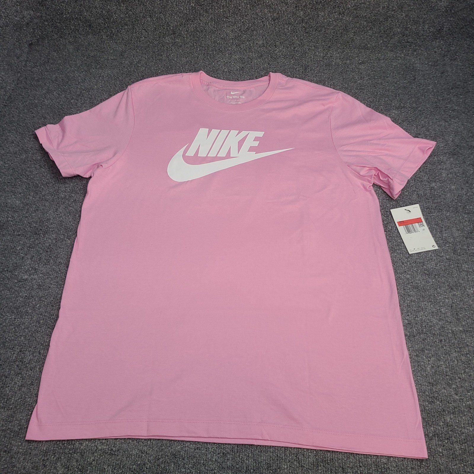 Nike Shirt Mens Large Pink White Futura Logo Sportswear Lightweight Cotton Tee