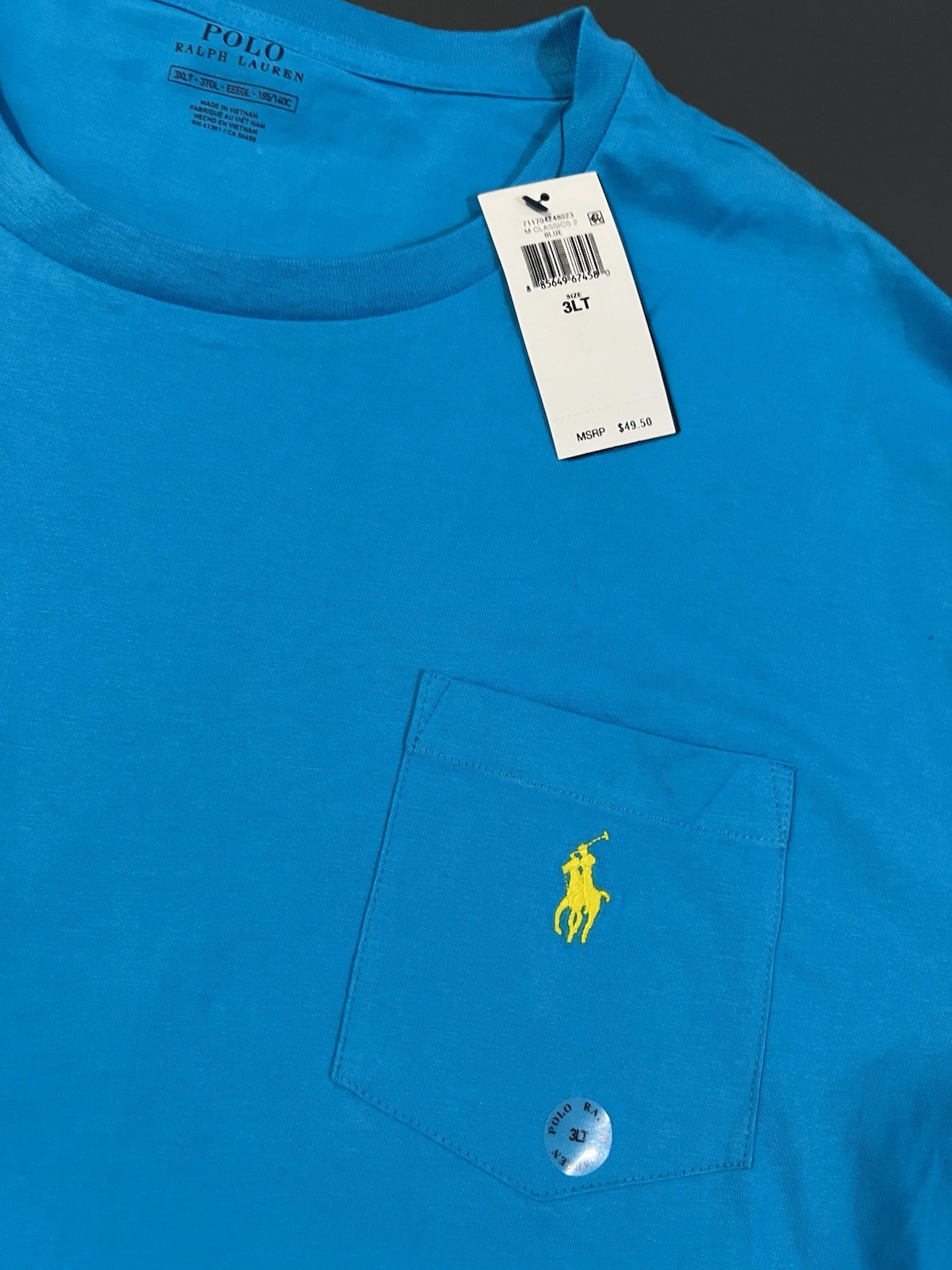 Polo Ralph Lauren Tee Men’s 3LT Blue Preppy Pony Short Sleeve Pocket