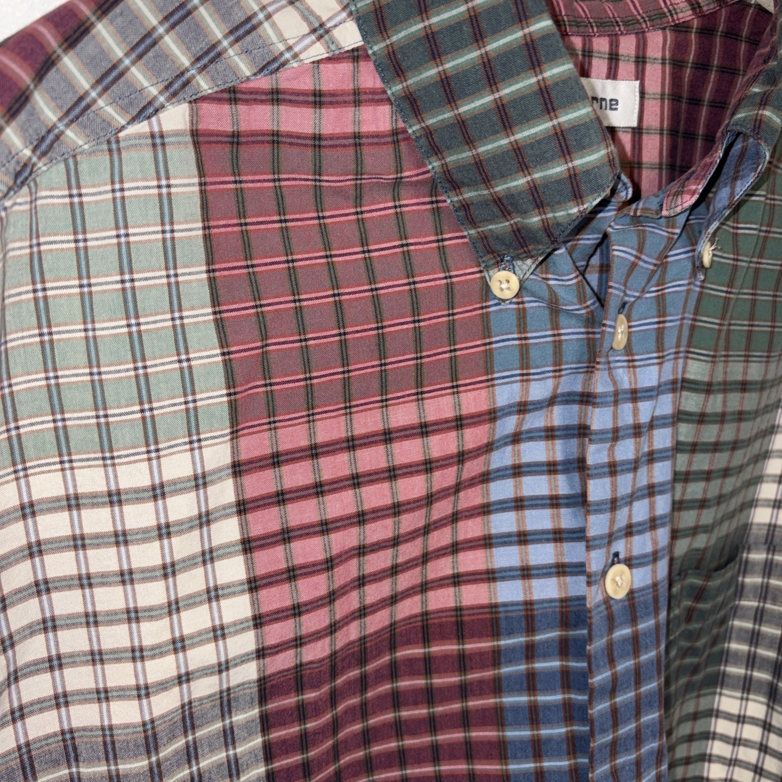New no Tags size L Button Up Collard Plaid Multi color