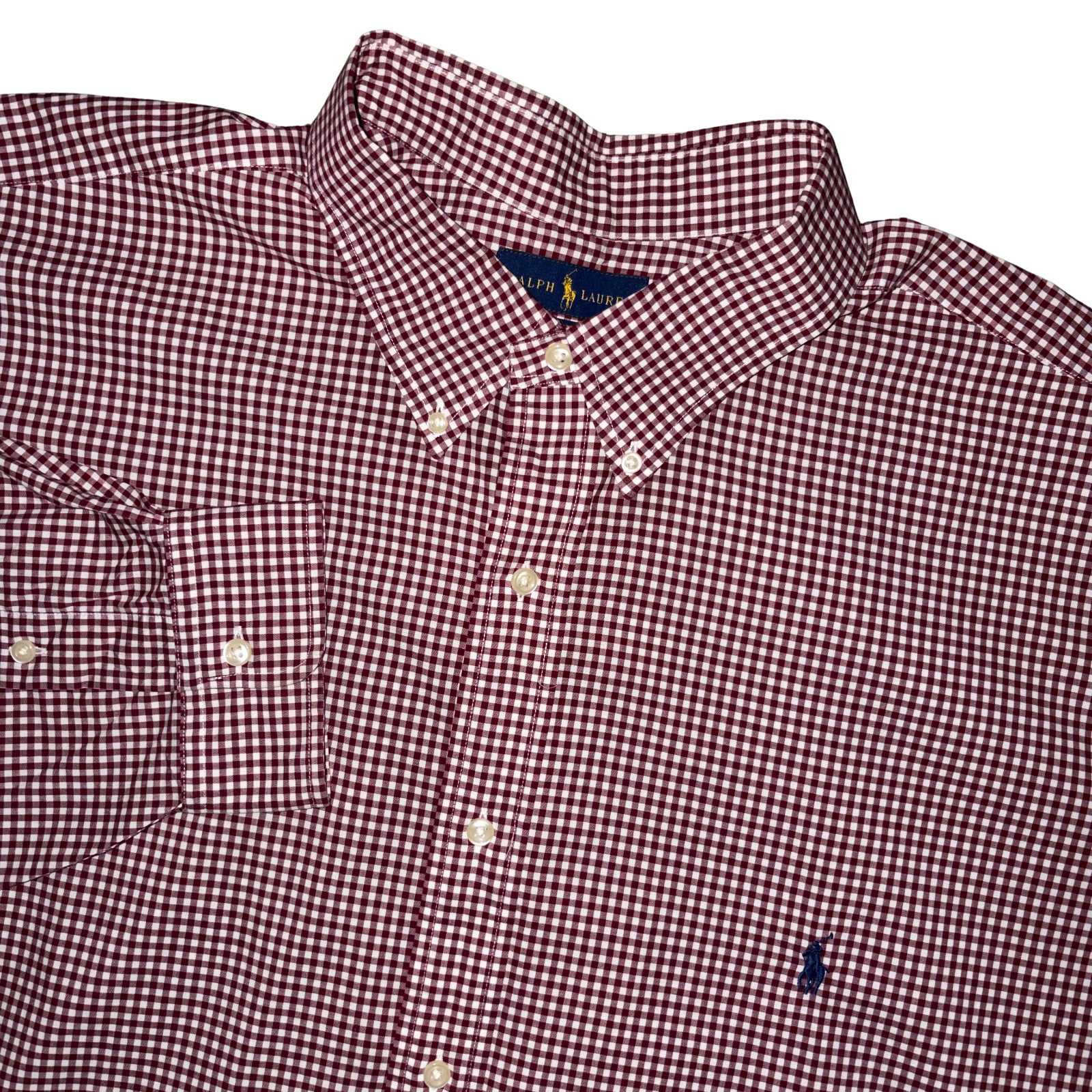 Polo Ralph Lauren Shirt Mens XXXL 3LT Tall Red Gingham Check Stretch Long Sleeve