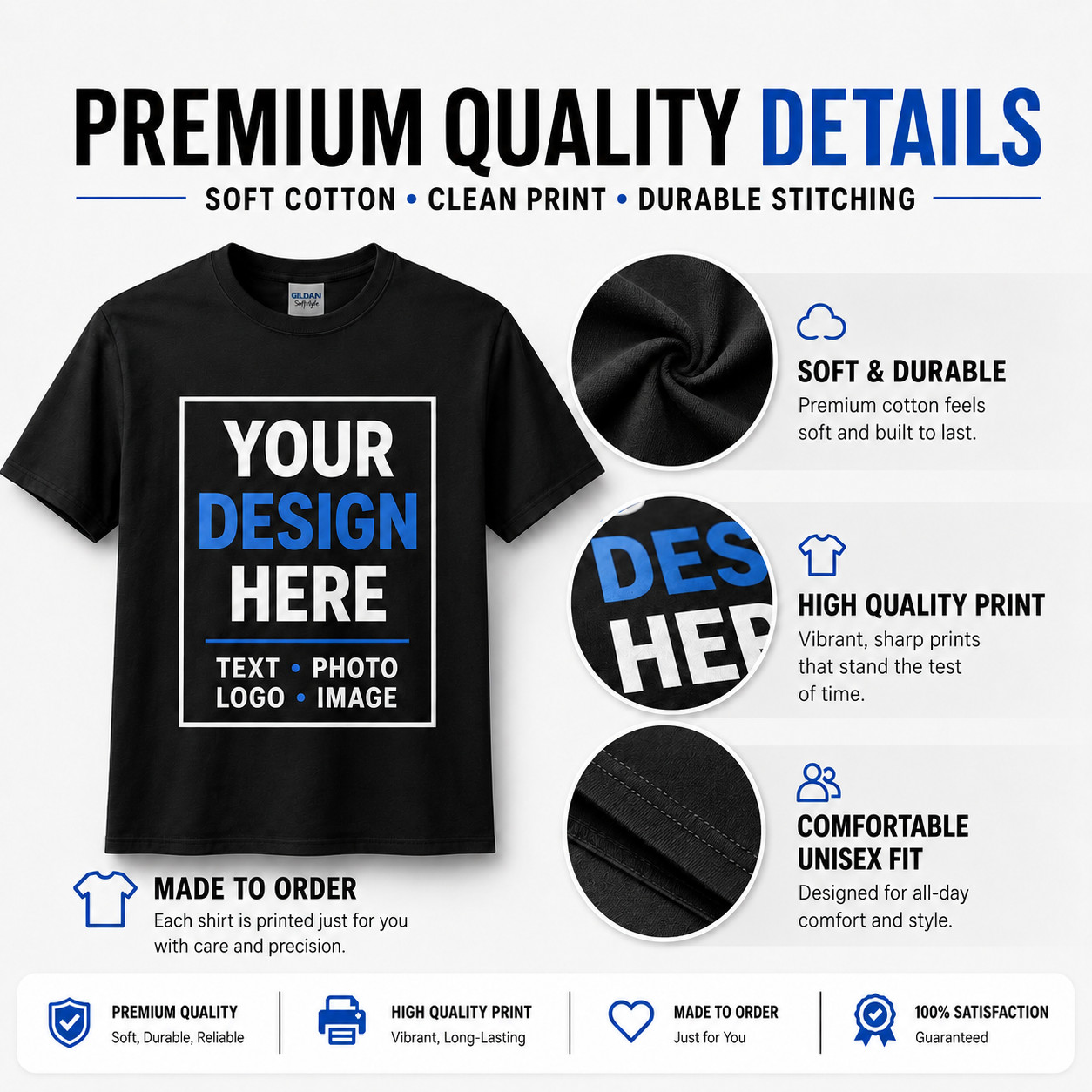 Custom T Shirts Personalized Text Logo Pack Men’s Tee S-XL Lot Printed USA