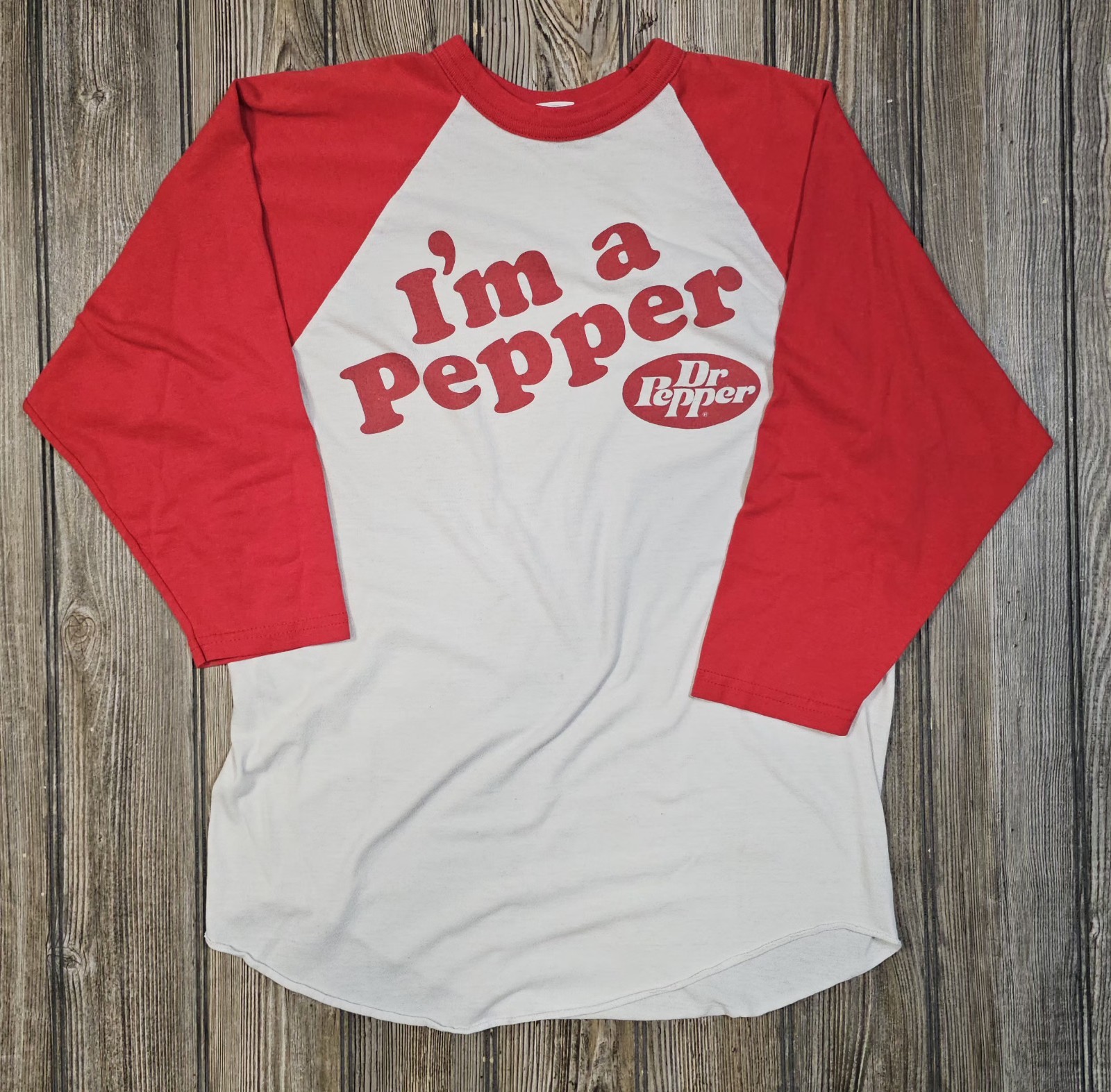 Vintage DR PEPPER I’m A Pepper Raglan 3/4 Sleeve T Shirt Size M