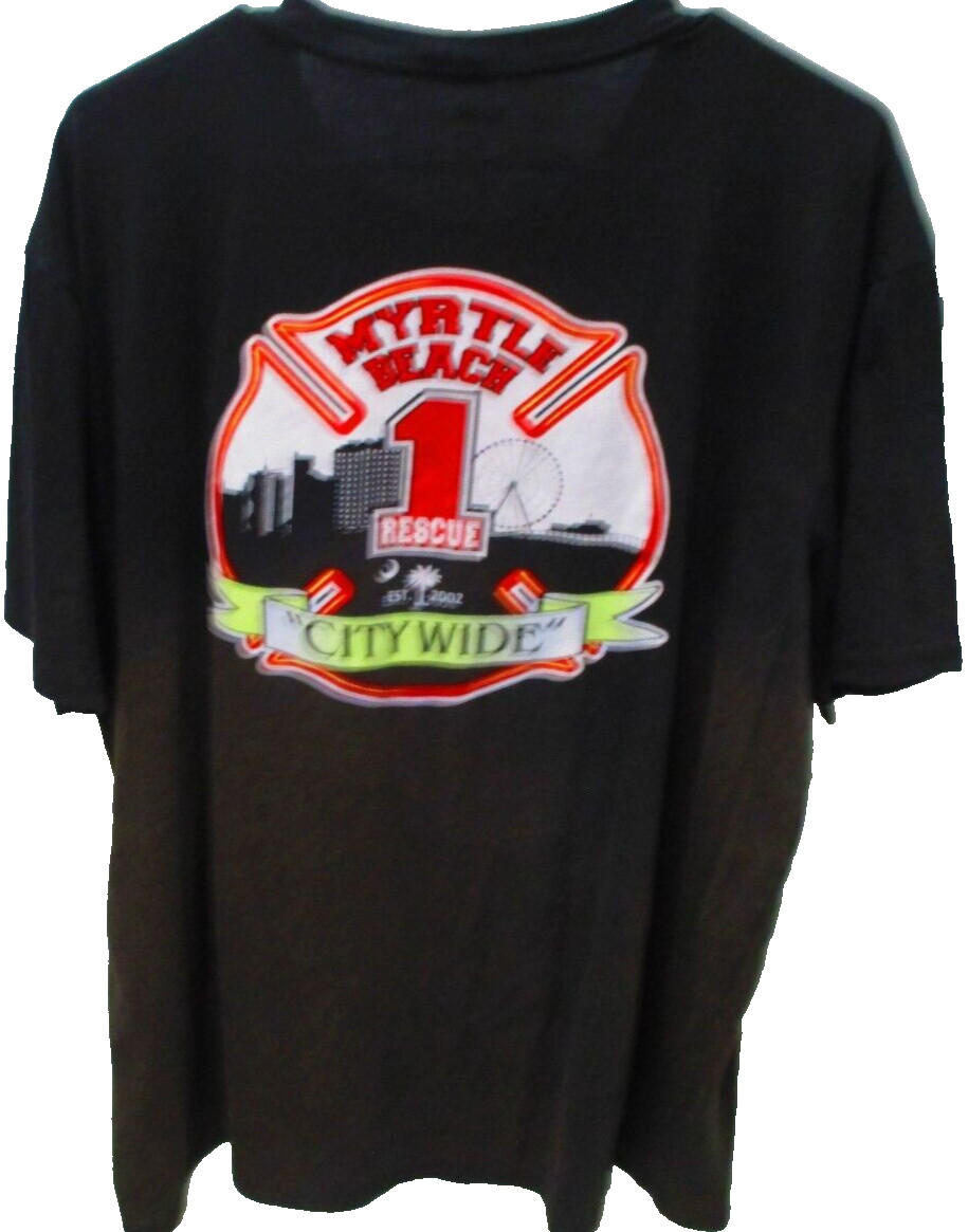 Myrtle Beach Fire‑Rescue – Rescue One – Est. 2002 – Black T‑Shirt – Size 2XL
