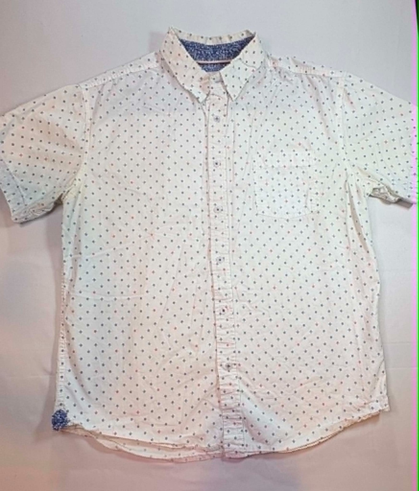 Eighth Avenue Men’s Short Sleeve Button Down Shirt Geometric White Size Large L