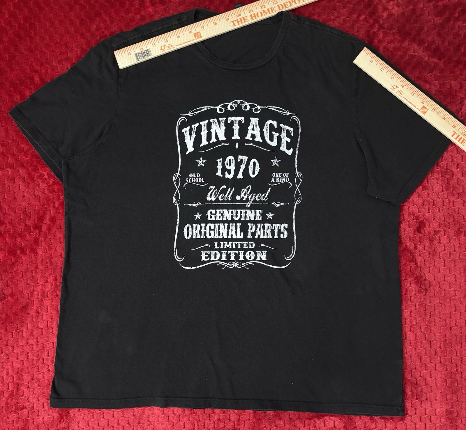 Men’s 3XL Black Graphic Print Crew Neck Short Sleeve Vintage Tee