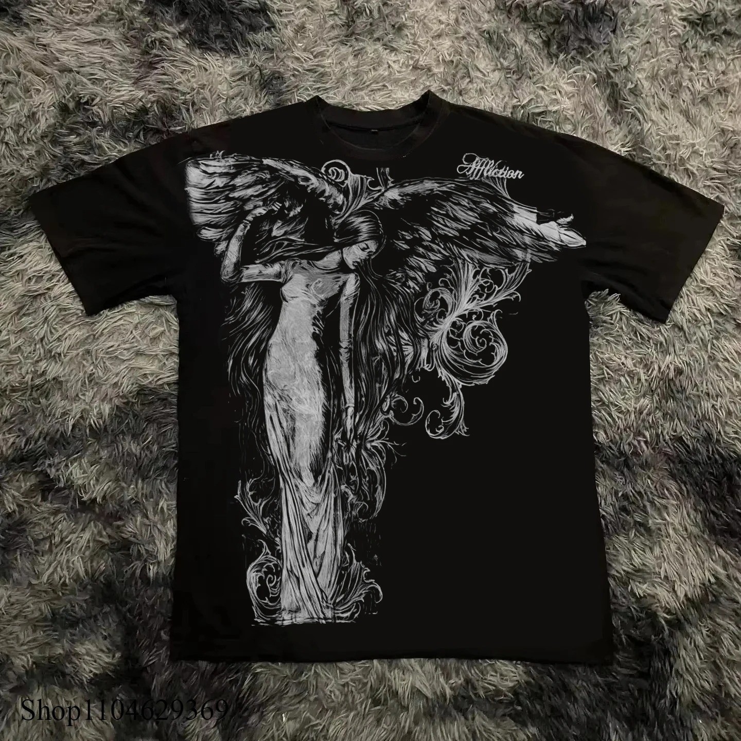 Women Men Y2K Gothic Graphic Oversized T Shirt Round Neck Streetwear
