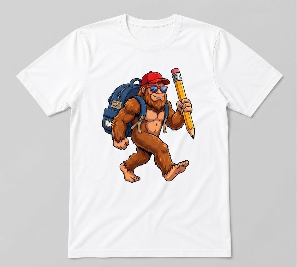 Bigfoot Back To School Funny Sasquatch Teacher White T-shirt