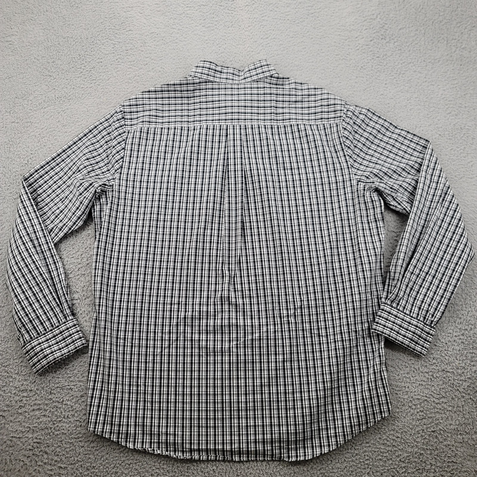 Chaps Shirt Mens XL Black White Plaid Button Down Stretch Easy Care Classiccore