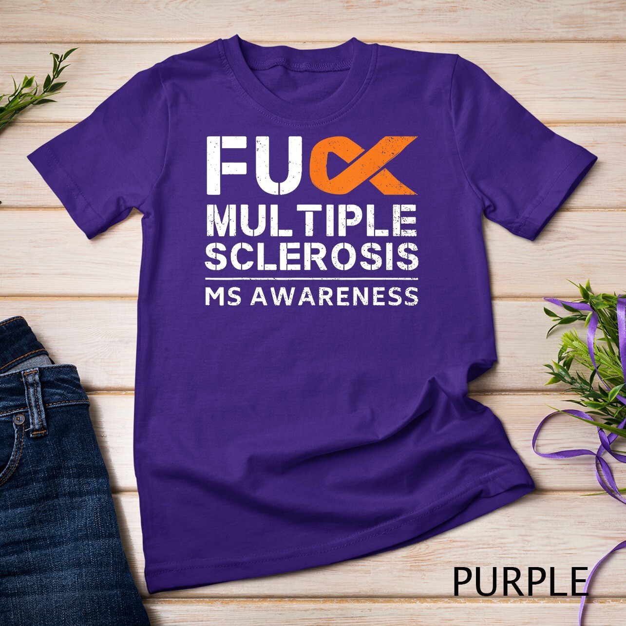 Multiple Sclerosis MS Awareness Support Ribbon Unisex T-shirt