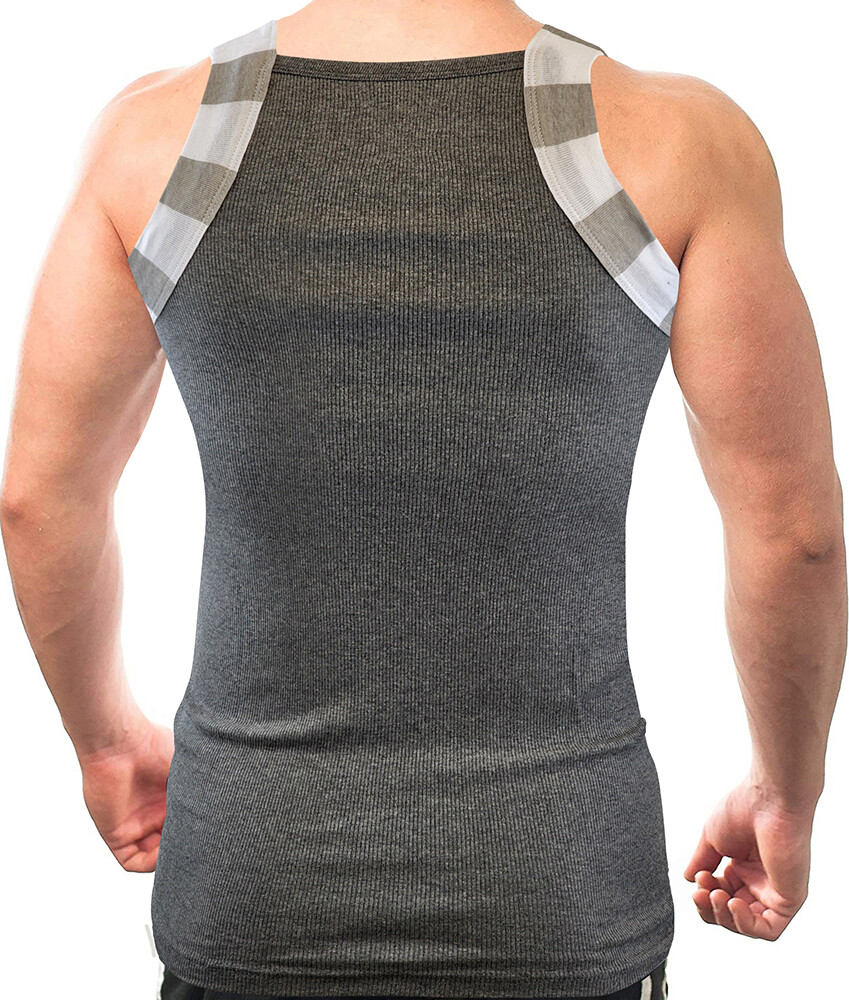Different Touch 2 Pack Men Square Cut G-unit Style Tone Trim Tank Top A-shirts