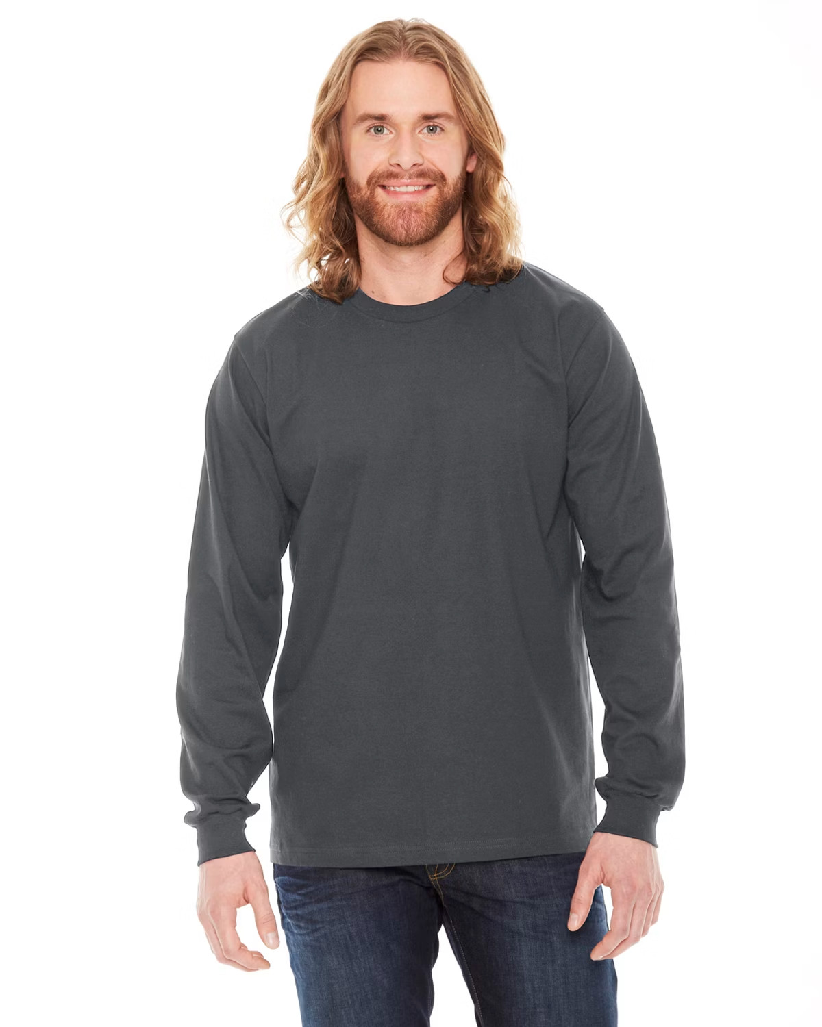American Apparel Unisex Small Long Sleeve 100% Cotton Long Sleeve Faded Black