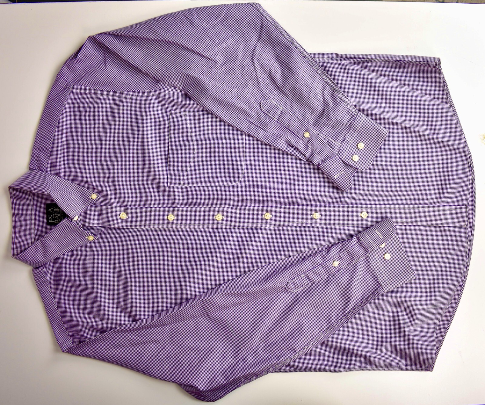 Jos. A. Bank Purple Houndstooth Button Down Collar Cotton Dress Shirt Sz: Large