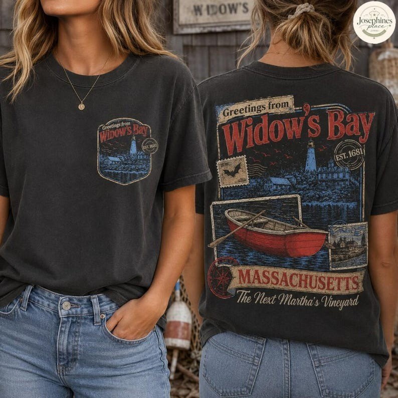 Widows Bay T-Shirt Greetings From Est 1681, Vintage Lighthouse Graphic Tee