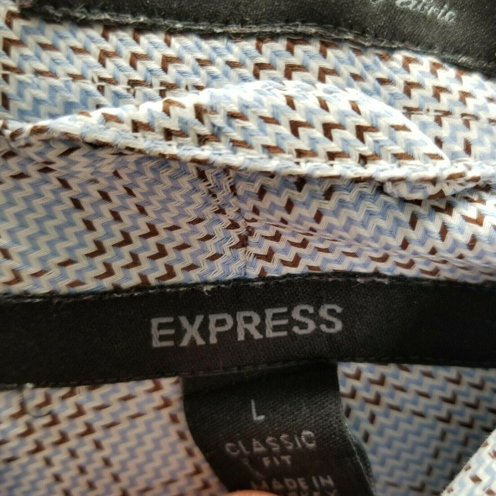 EXPRESS Light Blue Premium Italian Fabric Classic Fit Mens Dress Shirt Large