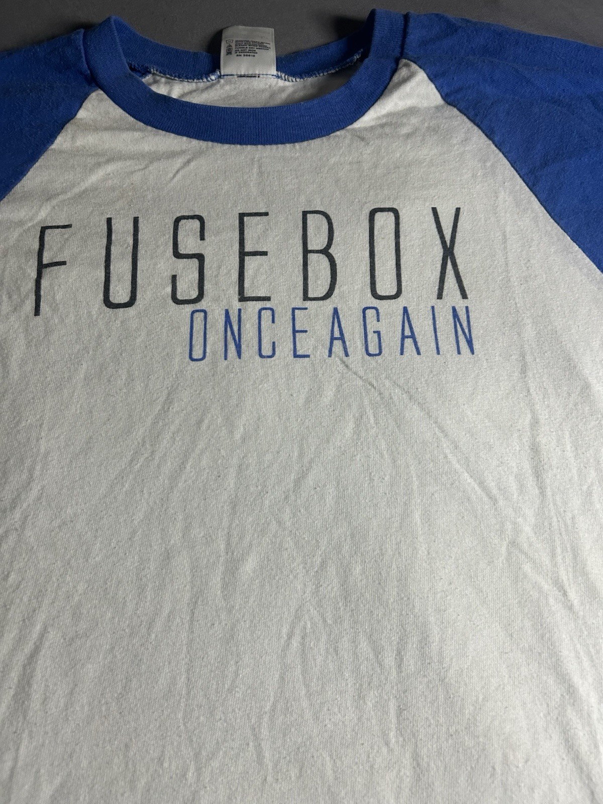 Fusebox Band Shirt Large Vintage 3/4 Sleeve White/blue CCM Christian Music Y2K
