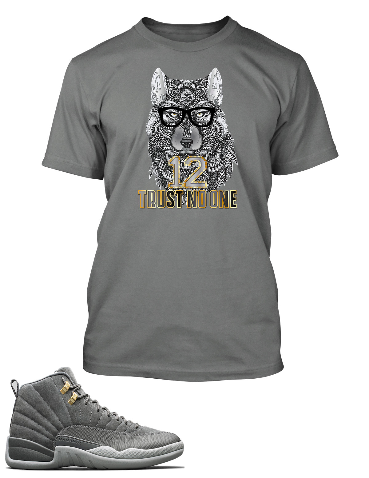 Graphic Wolf Trust No One Tee Shirt J12 Gray Big Tall Small Pro Club Shaka RTP
