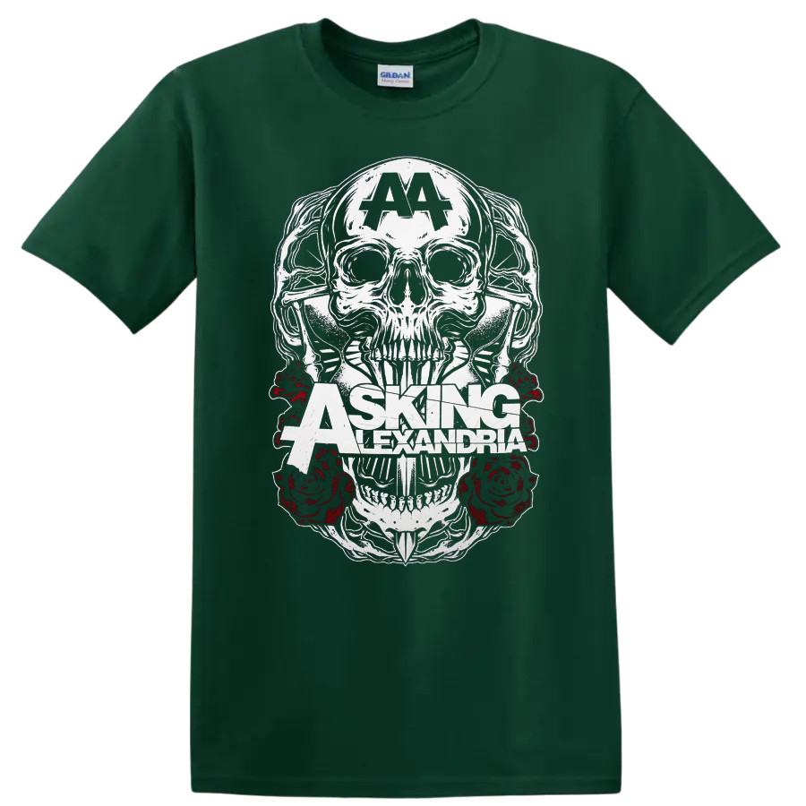 Asking Alexandria Skull Roses Rock Metal T Shirt A4 Band Tee