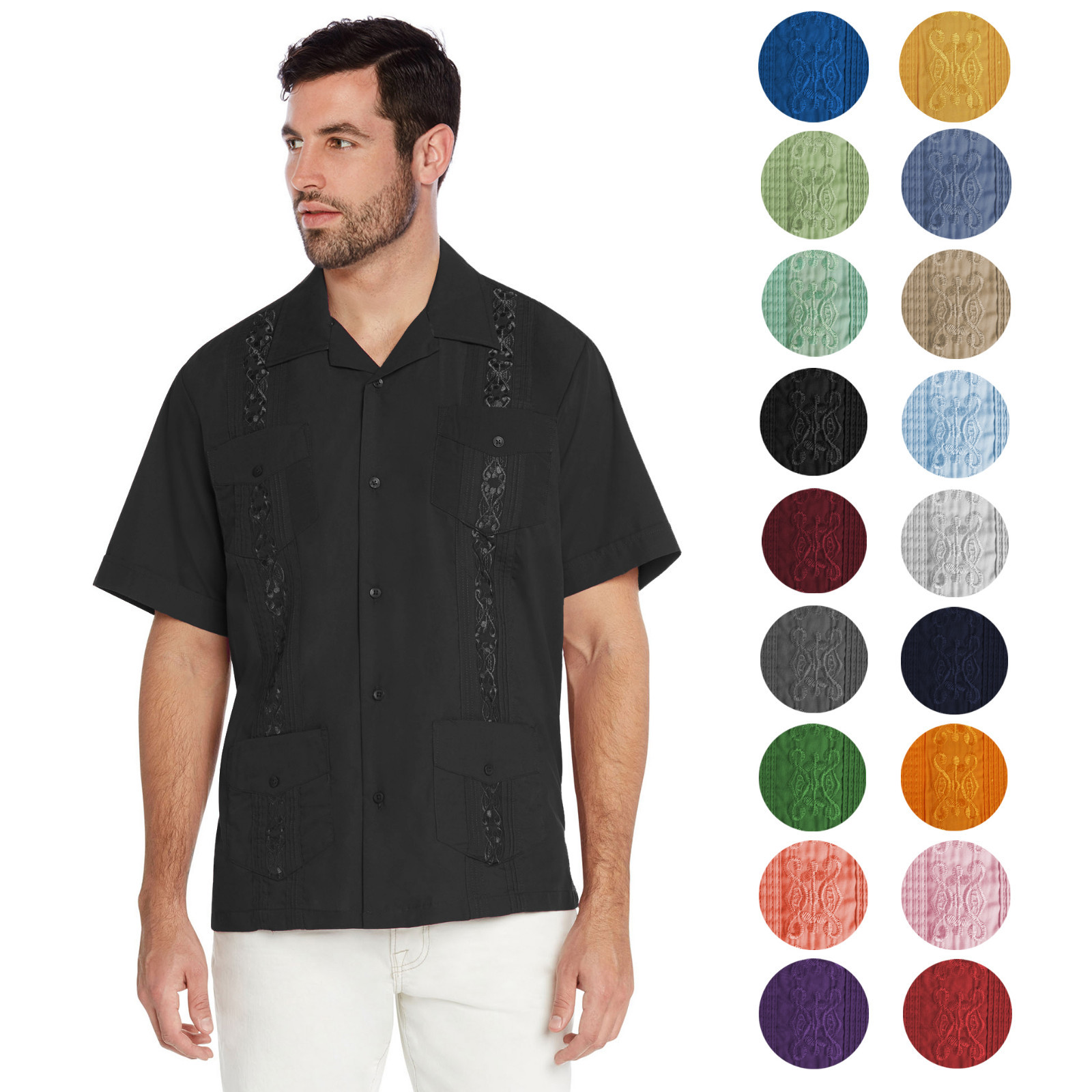 Men’s Cuban Beach Wedding Casual Short Sleeve Guayabera Dress Shirt