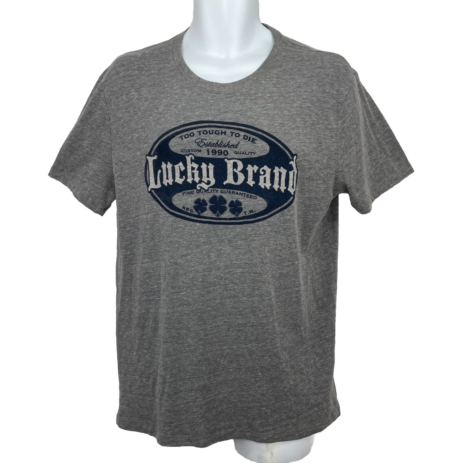 Lucky Brand TOO TOUGH TO DIE T-Shirt/ Men’s (M) Gray Poly Tri-Blend