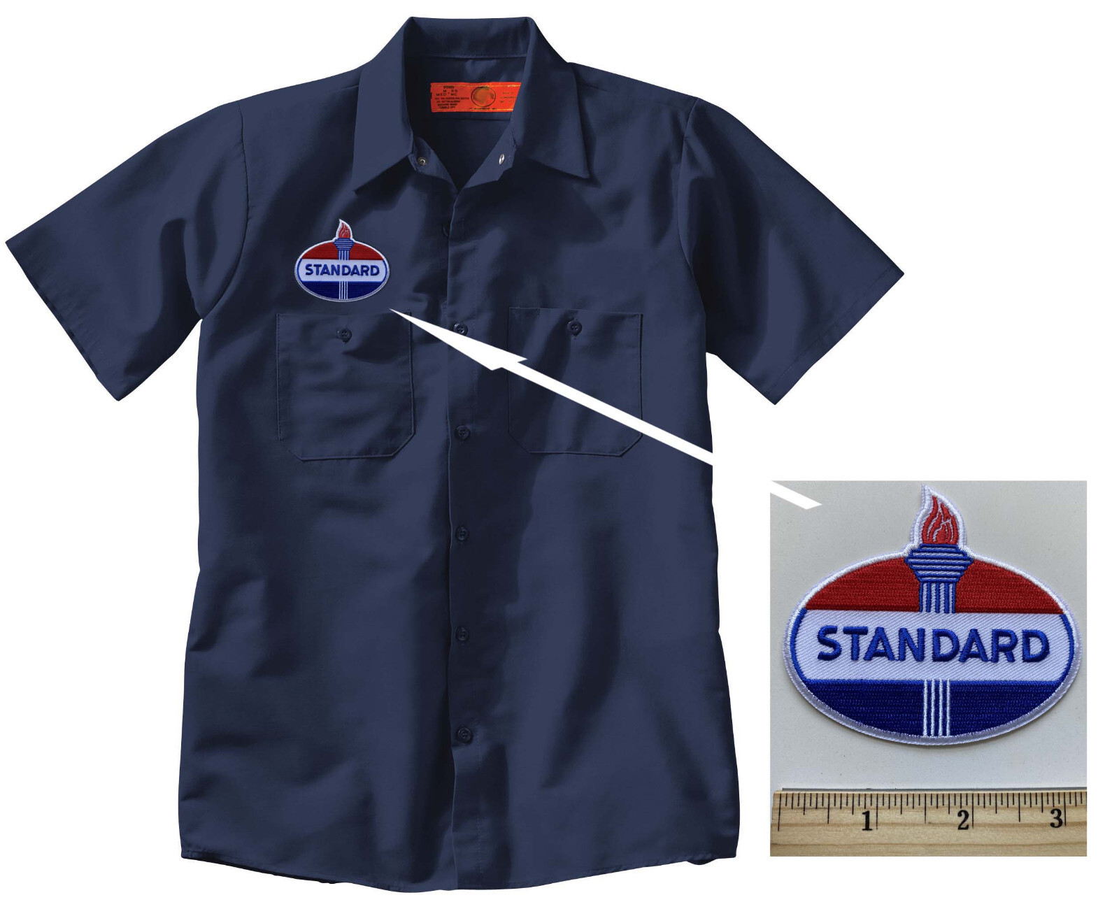 Vintage STANDARD OIL PATCH + New Mechanic WORK SHIRT Auto Gas Petroliana