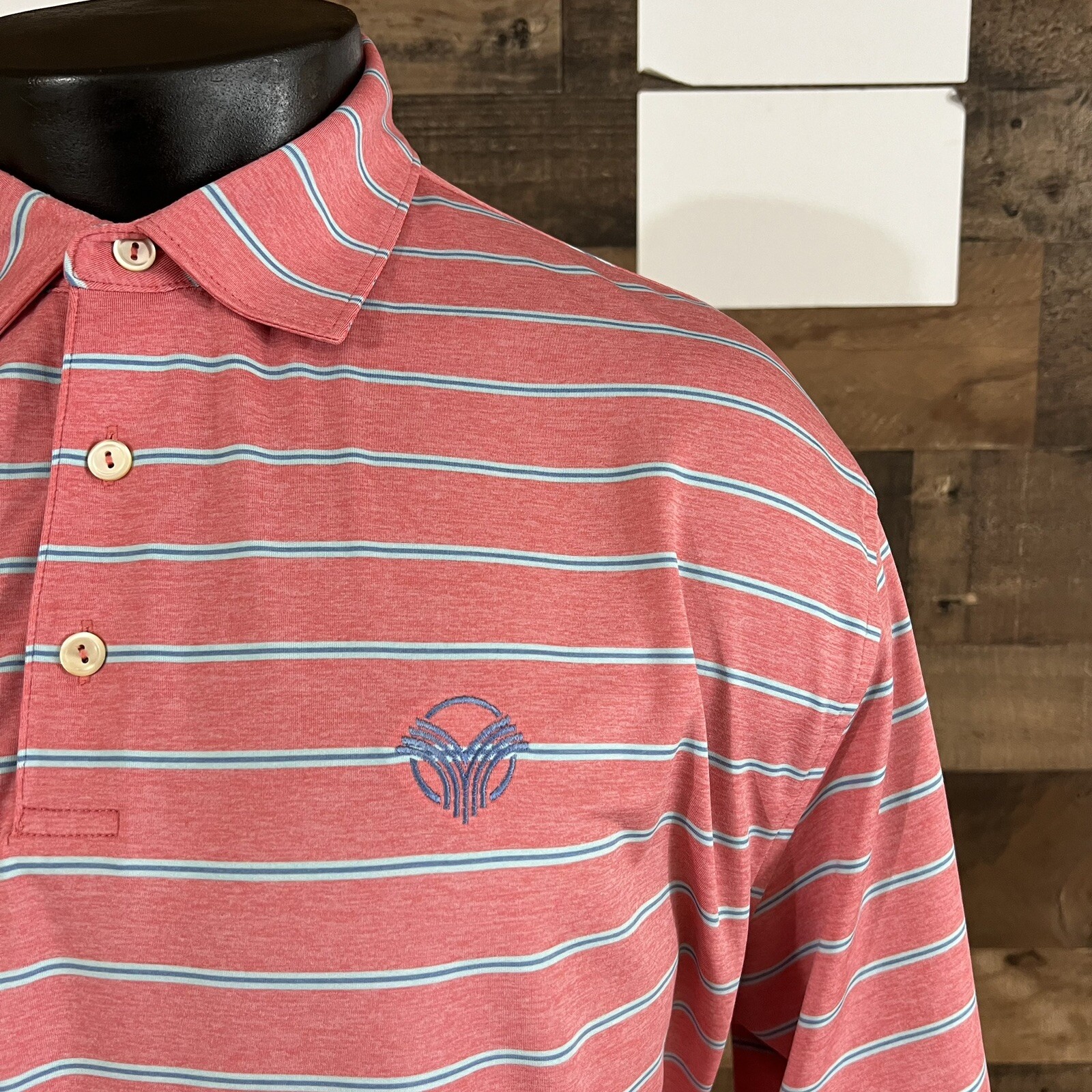 Peter Millar Summer Comfort Shirt 👉Tiny Stain👈 Mens Sz Large Moisture Wicking