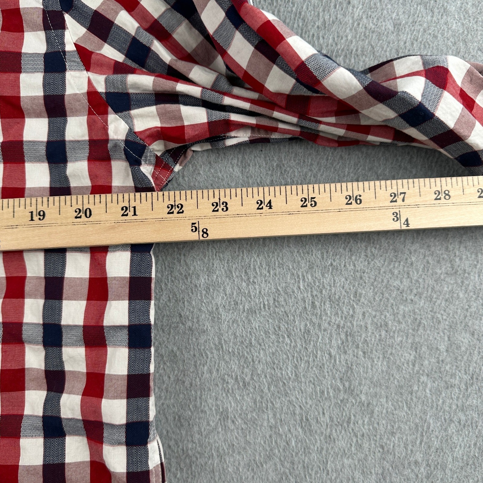 Express Button Up Mens L Red Gingham Modern Fit Plaid Long Sleeve Shirt