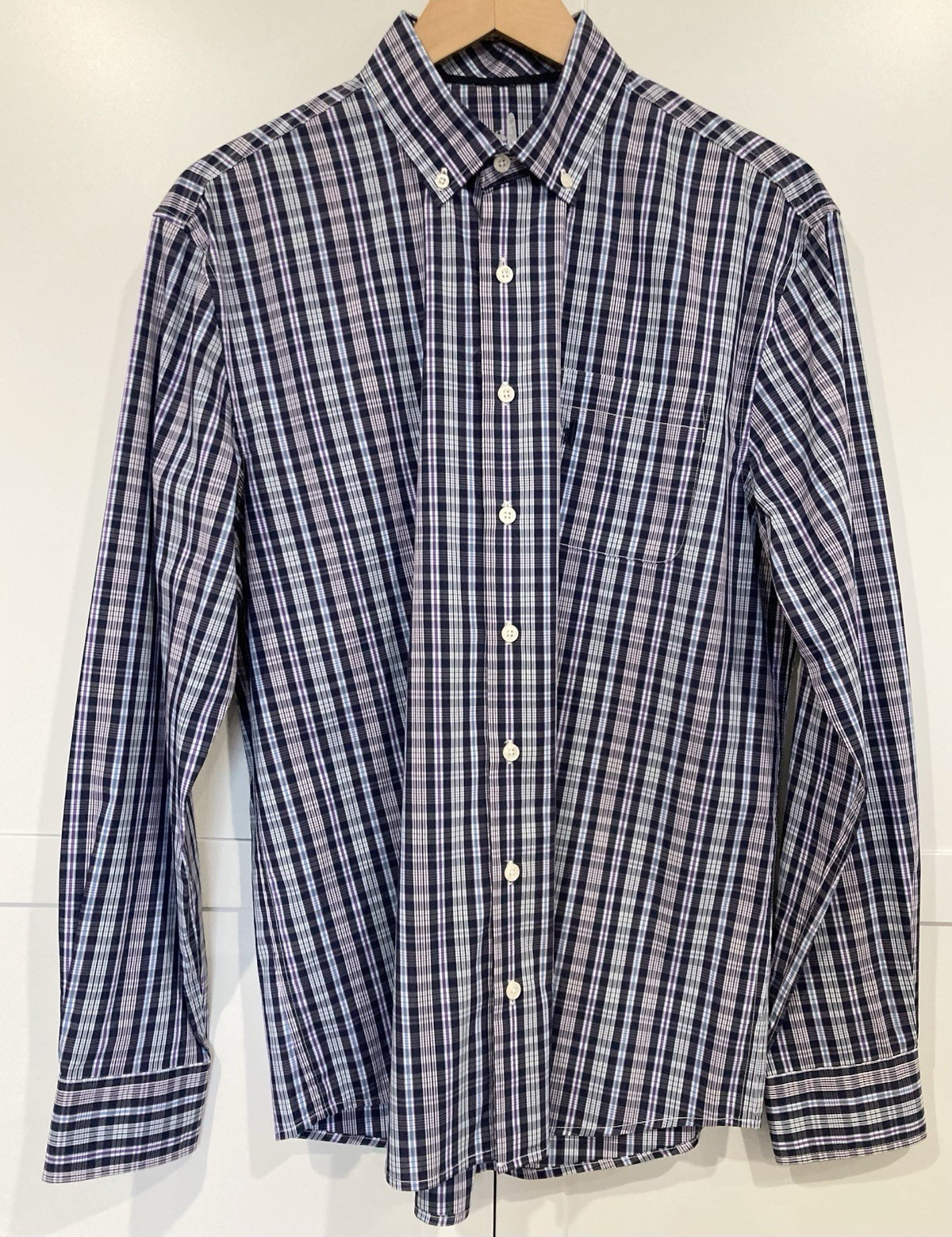 Johnnie-O Prep-formance Blue/Purple/White Plaid Long Sleeve Button-Up Shirt