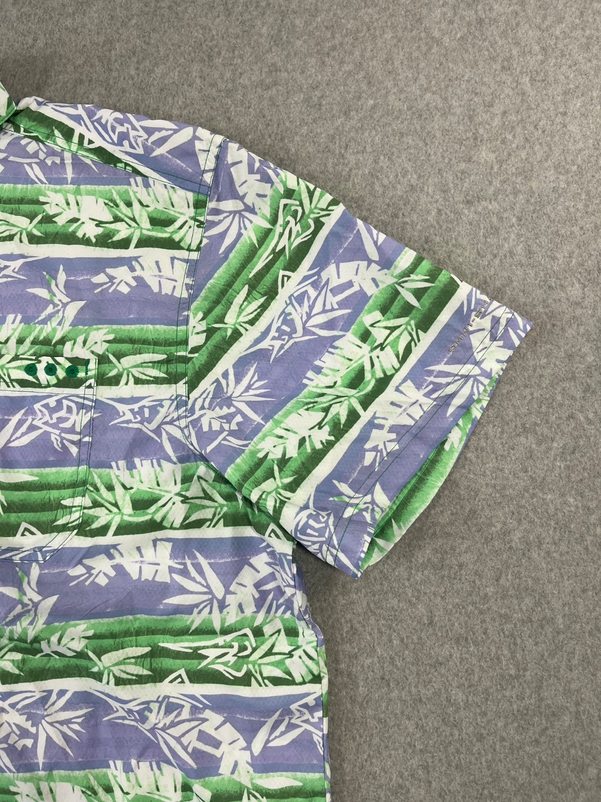 Columbia PFG Super Slack Tide Camp Shirt Mens 2XL Green Short Sleeve Omni Wick