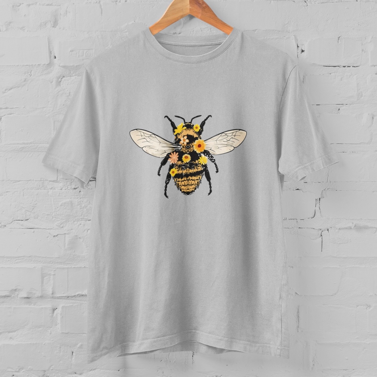 Floral Bee T Shirt Cute Bumble Bee Graphic Tee Nature Lover Gift Botanical Shirt