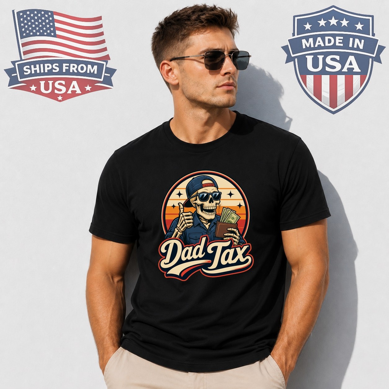 Dad Tax Skeleton Graphic T-Shirt