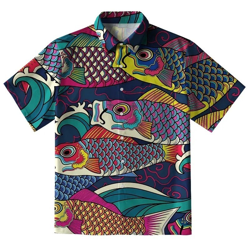 Colorful Japanese Koinobori Button-up Shirt